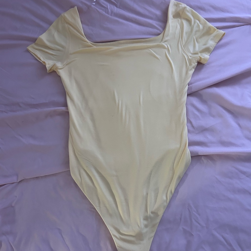 Pale Yellow Square Neck Bodysuit | Closet Essential Neutral Basic